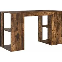 vidaXL Skrivbord med hylla Rökt ek 130 x 50,5 x 75 cm Konstruerat trä