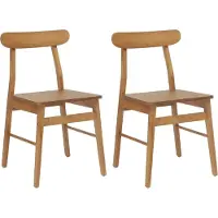 vidaXL Matstol 2 pcs Naturfärg 43 x 44,5 x 77 cm Massiv Gummiträ