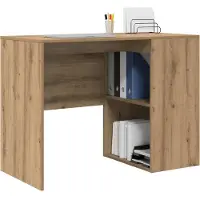 vidaXL Skrivbord med hylla Artisan Ek 102 x 50 x 75 cm Konstruerat trä