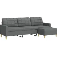 vidaXL 3-sitssoffa med fotpall mörkgrå 210 cm tyg