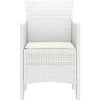 vidaXL Trädgård Stol med kudde 4 pcs Vit 53 x 49 x 85 cm Polypropylen