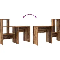 vidaXL Skrivbord Gammalt trä 131,5 x 50 x 106,5 cm Konstruerat trä