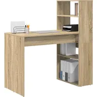 vidaXL Skrivbord med hylla Sonoma-ek 113 x 54 x 120 cm Konstruerat trä