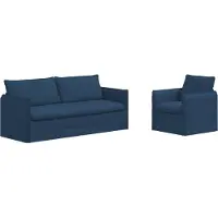 vidaXL Soffset 2 pcs Blå 196 x 82 x 85 cm Tyg