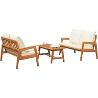 vidaXL Bistroset med kudde 3 pcs Brun Massivt Akaciaträ