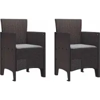 vidaXL Trädgård Stol med kudde 2 pcs Brun 53 x 49 x 85 cm Polypropylen