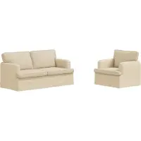 vidaXL Soffset 2 pcs Kräm 162 x 80 x 85 cm tyg