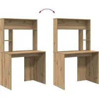 vidaXL Skrivbord med hylla Artisan Ek 91 x 50 x 149 cm Konstruerat trä