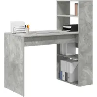 vidaXL Skrivbord med hylla Betonggrå 113 x 54 x 120 cm Konstruerat trä