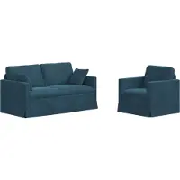 vidaXL Soffset 2 pcs Blå 158 x 78 x 80 cm Sammet
