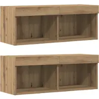 vidaXL TV-bänkset med LED -remsljus 8 pcs artisan ek Konstruerat trä