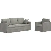 vidaXL Soffset 2 pcs Ljusgrå 198 x 78 x 80 cm Sammet