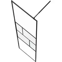 vidaXL Walk-in Duschvägg Svart 90 x 195 x 0,5 cm Glas och Aluminium