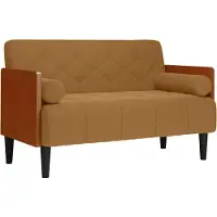 vidaXL Loveseat soffa med dynor brun 110 cm sammet