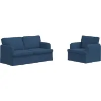 vidaXL Soffset 2 pcs Blå 162 x 80 x 85 cm tyg