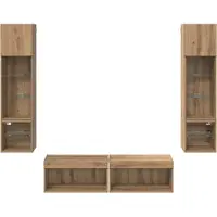 vidaXL TV-väggmodul med LED -remsljus 6 pcs Artisan Ek Konstruerat trä