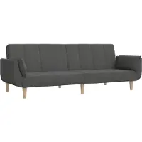 vidaXL 2-sits bäddsoffa med två kuddar mörkgrå tyg 375870