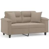 vidaXL 2-sitssoffa med prydnadskuddar taupe 120 cm mikrofibertyg