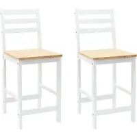 vidaXL Matstolar 2 pcs Vit 40 x 47,5 x 99,5 cm Massiv Gummiträ