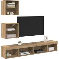 vidaXL TV-väggenheter med LED med led 5 pcs Artisan Ek Konstruerat trä