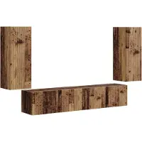 vidaXL TV väggskåp set Väggmonterad 4 pcs Gammalt trä Konstruerat trä