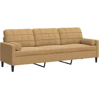 vidaXL 3-sitssoffa med prydnadskuddar brun 210 cm sammet