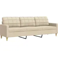 vidaXL 3-sitssoffa gräddvit 210 cm tyg