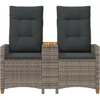 vidaXL Lutande bänk med bord Grå och Mörkgrå 126 x 65 x 112 cm 42026814