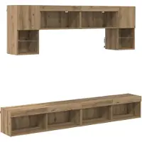 vidaXL TV-väggenheter med LED 6 pcs Artisan Ek Konstruerat trä