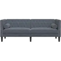 vidaXL Grå Chesterfield-soffa 194 x 74.5 x 70.5 cm Sammet