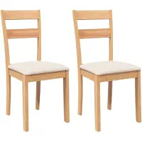 vidaXL Matstolar med kuddar 2 st naturligt massivt gummiträ, middagsstol, stol, salongstol, stolar 4102382