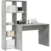 vidaXL Skrivbord Betonggrå 138,5 x 55 x 143 cm Konstruerat trä