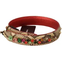 Dolce&Gabbana Beige Exotiskt Läder Kristaller Axelrem