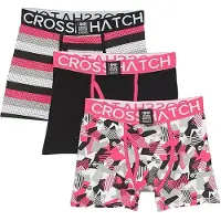 Crosshatch Mens Crystaline Boxershorts (Förpackning med 3) (Fuchsia/Svart/Grå)