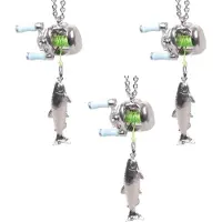 Pale Blue Miniatyrt fiskerulle Halsband Hänge Dekorativ Justerbar Längd Halskedja Smycken För Fiskeentusiaster