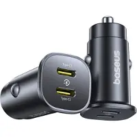 Baseus GoTrip 30W dubbel USB-C billaddare - svart