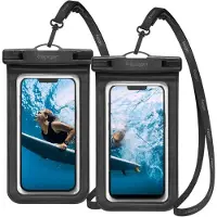 Spigen vattentätt mobilfodral för upp till 7" smartphone / fodral IPX8 standard / svart telefonfodral