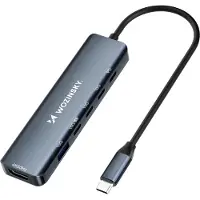Wozinsky USB-C 6 i 1-hubb WHBC10Y4S Multifunktionell, aluminium, med 25 cm kabel - Grå