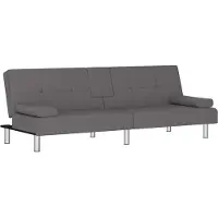 vidaXL Bäddsoffa med mugghållare grå konstläder