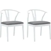 vidaXL Matstol 2 pcs Vitt och Grått Massiv Gummiträ