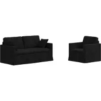 vidaXL Soffset 2 pcs Svart 158 x 78 x 80 cm Sammet