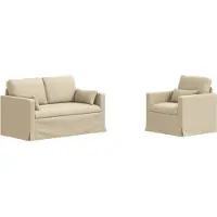 vidaXL Soffset 2 pcs Kräm 139 x 78 x 80 cm tyg