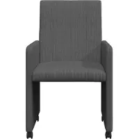 vidaXL Matstol - - Set om 2 - Mörkgrå kordfluwel - Hjul - Ergonomiska armstöd