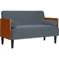 vidaXL Loveseat soffa med dynor mörkgrå 110 cm sammet