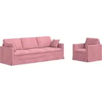 vidaXL Soffset 2 pcs Rosa 228 x 78 x 80 cm Sammet