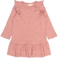 Petit Piao Klänning - Rib/Modal - PPsonja - Dusty Rose Heart - - 74 - Klänning