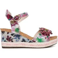 LAURA VITA Dam Facyo 75 Lila Blommiga Läderkile Espadrill Sandaler
