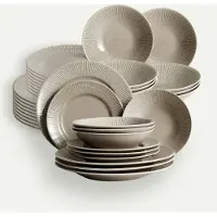 Fyrklövern Nordic Dawn tallriksset 36 delar, Bark, 12 pers Servis Tallrikar set