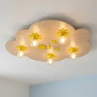 Elobra Taklampa Sternenwolke, dimbar, Ljust trä, Barnrum, Trä, Taklampa