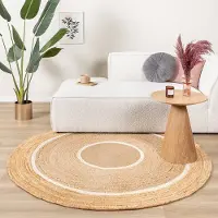 FRAAI Rund jutematta | Mirai Circle vit/natur hos Volero | Ø 150 cm | Jute | Med kant | Rund | Plattvävd